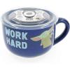 Silver Buffalo Star Wars The Mandalorian Work Hard Nap Harder Ceramic Soup Mug With Vented Plastic Lid, 24 Ounces, 1 Count (Pack of 1)