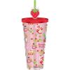Silver Buffalo Strawberry Shortcake Plastic Cold Cup with Lid and Straw Topper Featuring Strawberry Shortcake and Custard, 24 Ounces