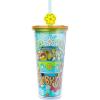 Silver Buffalo Strawberry Shortcake Vintage Rainbow Plastic Cold Cup with Lid and Straw Topper Featuring Blueberry Muffin and Apple Dumplin’, 24 Ounces(Blue/Multi)