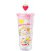 Silver Buffalo Strawberry Shortcake Vintage Rainbow Plastic Cold Cup with Lid and Straw Topper Featuring Blueberry Muffin and Apple Dumplin’, 24 Ounces(Pink/Multi)