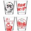 Silver Buffalo Warner Bros Friday The 13th Horror 4 Pack Mini Glass Set, 1.5 Ounces