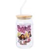 Silver Buffalo Wednesday Addams Family “On Wednesdays We Wear Black” Glass Jar Tumbler with Bamboo Lid and Glass Straw, 16 Ounces(Bratz Dolls)