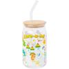 Silver Buffalo Wednesday Addams Family “On Wednesdays We Wear Black” Glass Jar Tumbler with Bamboo Lid and Glass Straw, 16 Ounces(Care Bears Care-A-Lot Land)