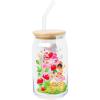 Silver Buffalo Wednesday Addams Family “On Wednesdays We Wear Black” Glass Jar Tumbler with Bamboo Lid and Glass Straw, 16 Ounces(Care Bears and Strawberry Shortcake)