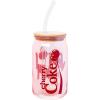 Silver Buffalo Wednesday Addams Family “On Wednesdays We Wear Black” Glass Jar Tumbler with Bamboo Lid and Glass Straw, 16 Ounces(Cherry Coke Glitter Iridescent)