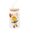 Silver Buffalo Wednesday Addams Family “On Wednesdays We Wear Black” Glass Jar Tumbler with Bamboo Lid and Glass Straw, 16 Ounces(Rainbow Brite)