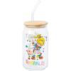 Silver Buffalo Wednesday Addams Family “On Wednesdays We Wear Black” Glass Jar Tumbler with Bamboo Lid and Glass Straw, 16 Ounces(Rainbow Brite Featuring Twink)