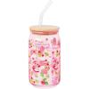 Silver Buffalo Wednesday Addams Family “On Wednesdays We Wear Black” Glass Jar Tumbler with Bamboo Lid and Glass Straw, 16 Ounces(Strawberry Shortcake Cupcakes and Jam)