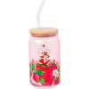 Silver Buffalo Wednesday Addams Family “On Wednesdays We Wear Black” Glass Jar Tumbler with Bamboo Lid and Glass Straw, 16 Ounces(Strawberry Shortcake Sitting on Strawberry)