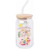 Silver Buffalo Wednesday Addams Family “On Wednesdays We Wear Black” Glass Jar Tumbler with Bamboo Lid and Glass Straw, 16 Ounces(Strawberry Shortcake Sliding Rainbow)