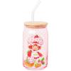 Silver Buffalo Wednesday Addams Family “On Wednesdays We Wear Black” Glass Jar Tumbler with Bamboo Lid and Glass Straw, 16 Ounces(Strawberry Shortcake White Polka Dot)