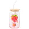 Silver Buffalo Wednesday Addams Family “On Wednesdays We Wear Black” Glass Jar Tumbler with Bamboo Lid and Glass Straw, 16 Ounces(Strawberry Shortcake and Cheer Bear)