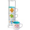Silver Buffalo Winnie the Pooh 100 Acre Wood Destination 4-Pack Ceramic Mug Stack, 10-Ounces(Care Bears Rainbow Heart Logo)