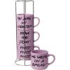 Silver Buffalo Winnie the Pooh 100 Acre Wood Destination 4-Pack Ceramic Mug Stack, 10-Ounces(Friends Text Boxed)