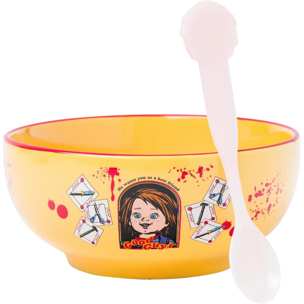 imageSilver Buffalo Chucky He Wants You As a Best Friend Ceramic Bowl with Color Changing Spoon 28 Ounces