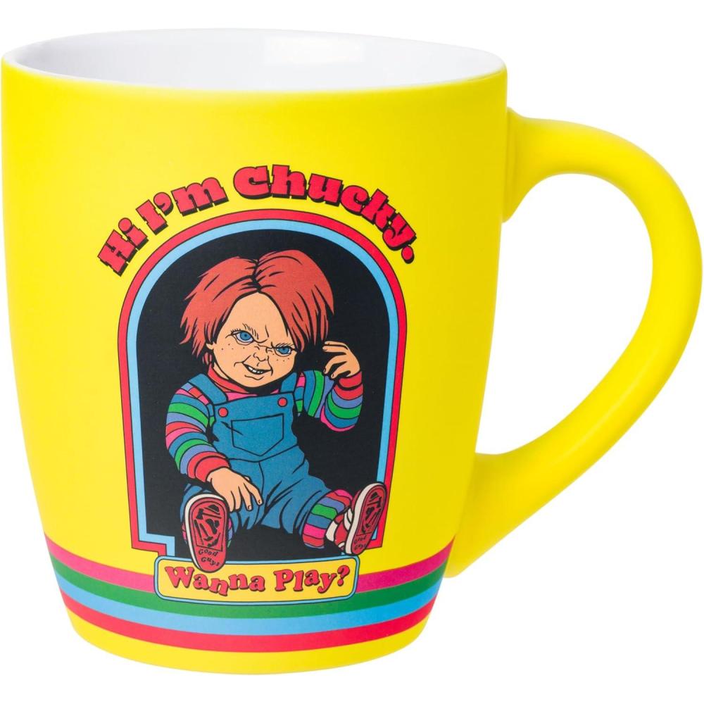 imageSilver Buffalo Chucky Vintage Comic Hi Im Chucky Soft Touch 25oz Jumbo Curved Ceramic MugYellowMulti
