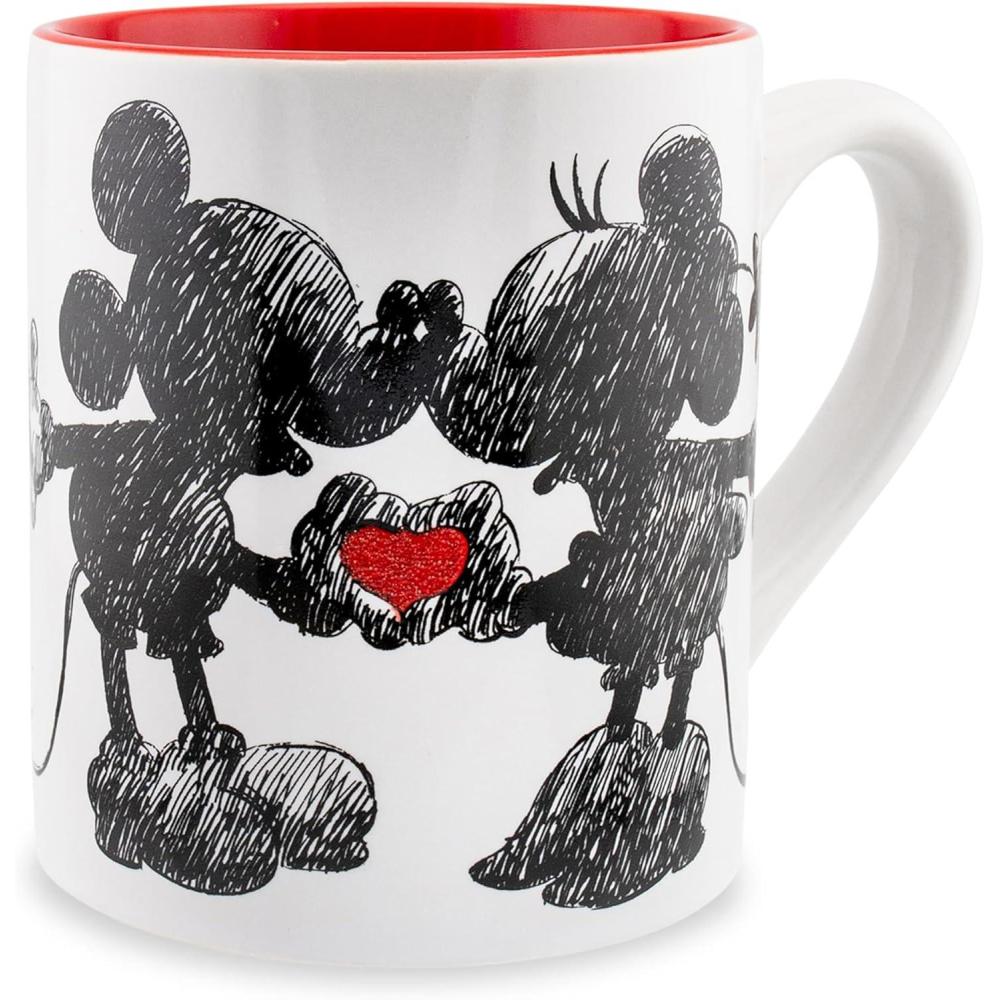 imageSilver Buffalo Disney Micky Minnie Heart Glitter Ceramic Coffee Mug 14 OuncesMickey Minnie Heart Glitter
