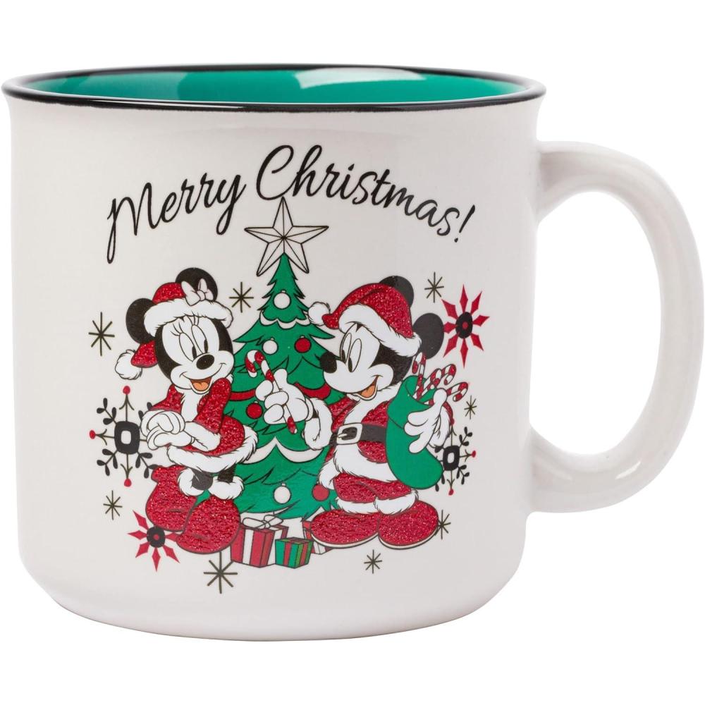 imageSilver Buffalo Disney Micky Minnie Heart Glitter Ceramic Coffee Mug 14 OuncesMickey and Minnie Merry Christmas