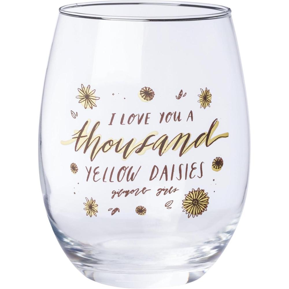imageSilver Buffalo Gilmore Girls I Love You a Thousand Yellow Daisies Stemless Tear Drop Glass 20 Ounces