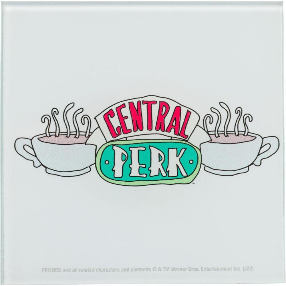 imageSilver Buffalo Gilmore Girls Lukes Diner Table Glass Coaster Set of 4Central Perk Doodle Logo 4piece Glass