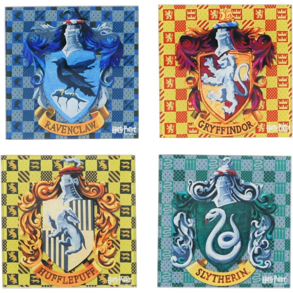imageSilver Buffalo Gilmore Girls Lukes Diner Table Glass Coaster Set of 4Harry Potter Hogwarts Houses 4piece Glass