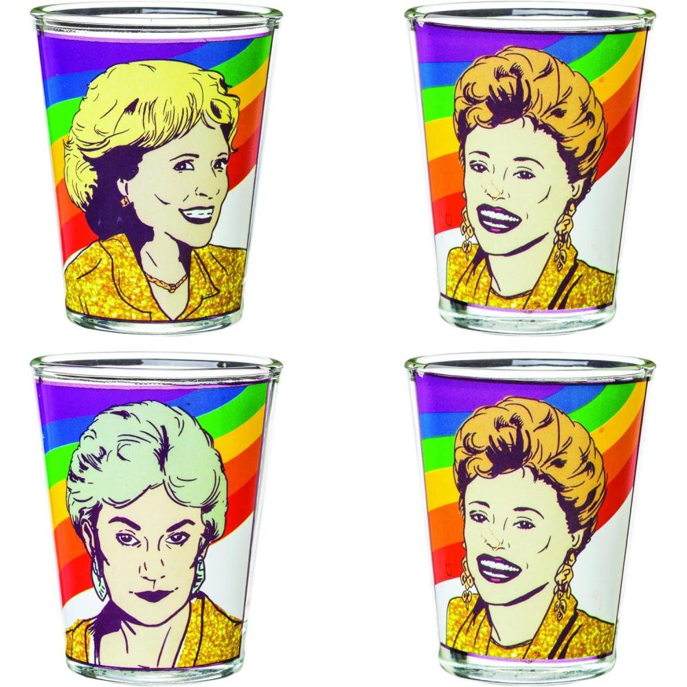imageSilver Buffalo Golden Girls Rainbow Grid 4Pack Mini Glass Set 15 Ounces Multicolor GOL64064Rainbow Grid