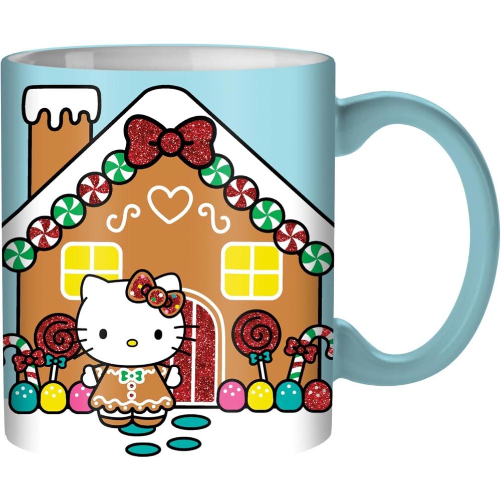 imageSilver Buffalo Hello Kitty Holiday Gingerbread House Glitter 20oz Ceramic Mug