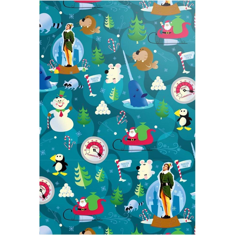 imageSilver Buffalo IT 12 Count Horror Printed Wrapping Paper Featuring Pennywise 20quot x 30quotBuddy the Elf Snow Globe