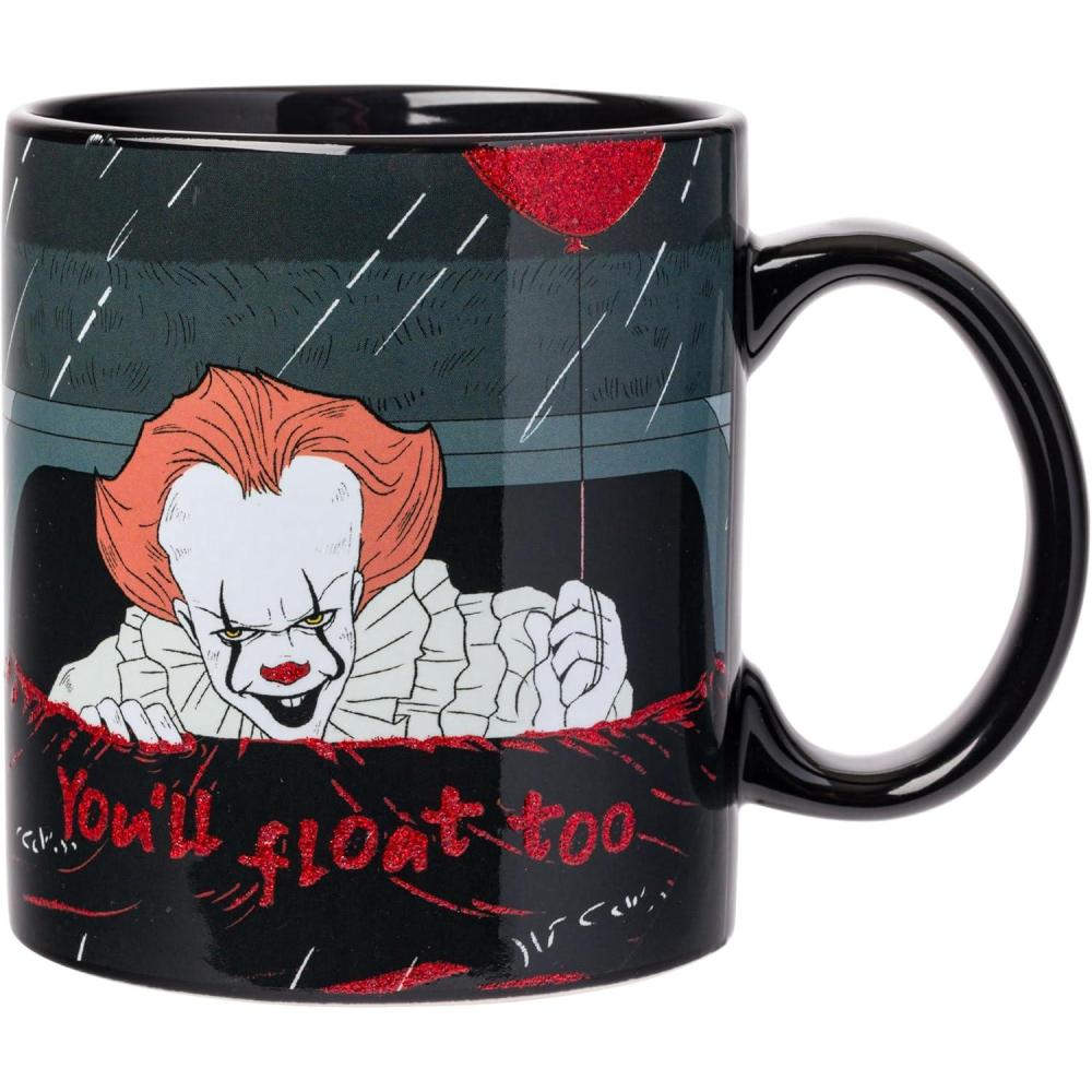 imageSilver Buffalo IT Youll float too Glitter Ceramic Mug Featuring Pennywise 20 Ounces