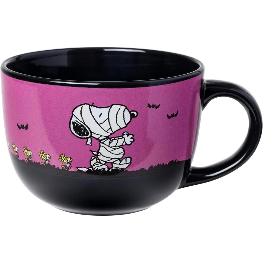 imageSilver Buffalo Peanuts Snoopy Woodstock Trick or Treat 24oz Ceramic Soup Mug