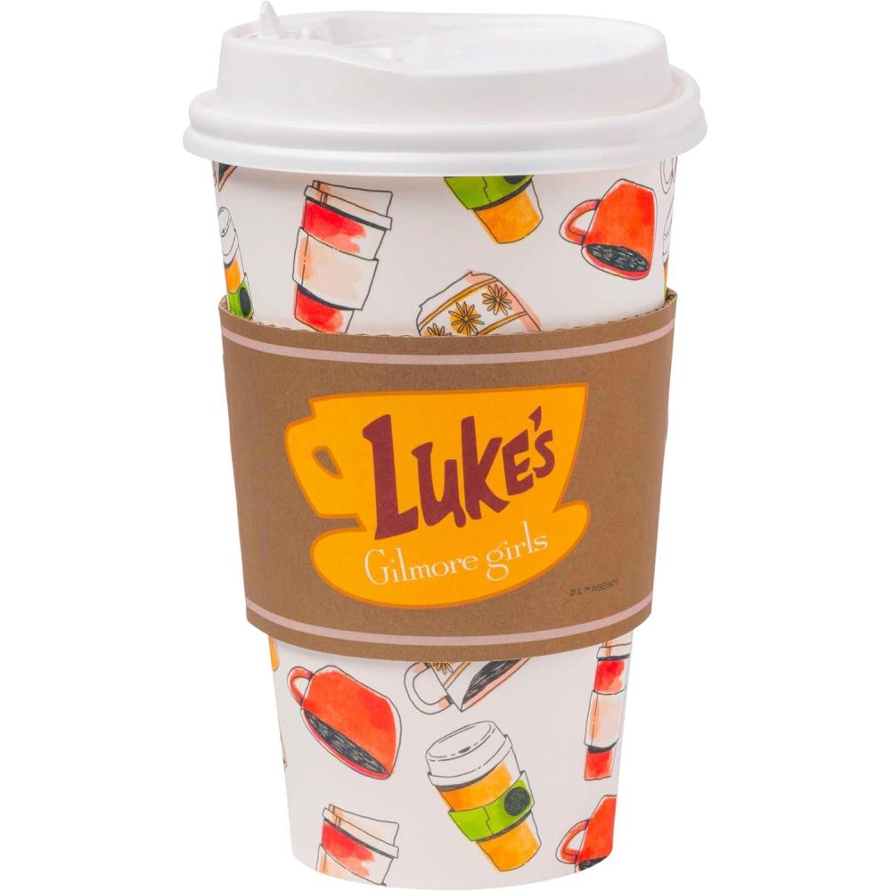 imageSilver Buffalo The Office Dunder Mifflin 8pk Paper Travel Disposable Cups with Lid 16 OuncesGilmore Girls