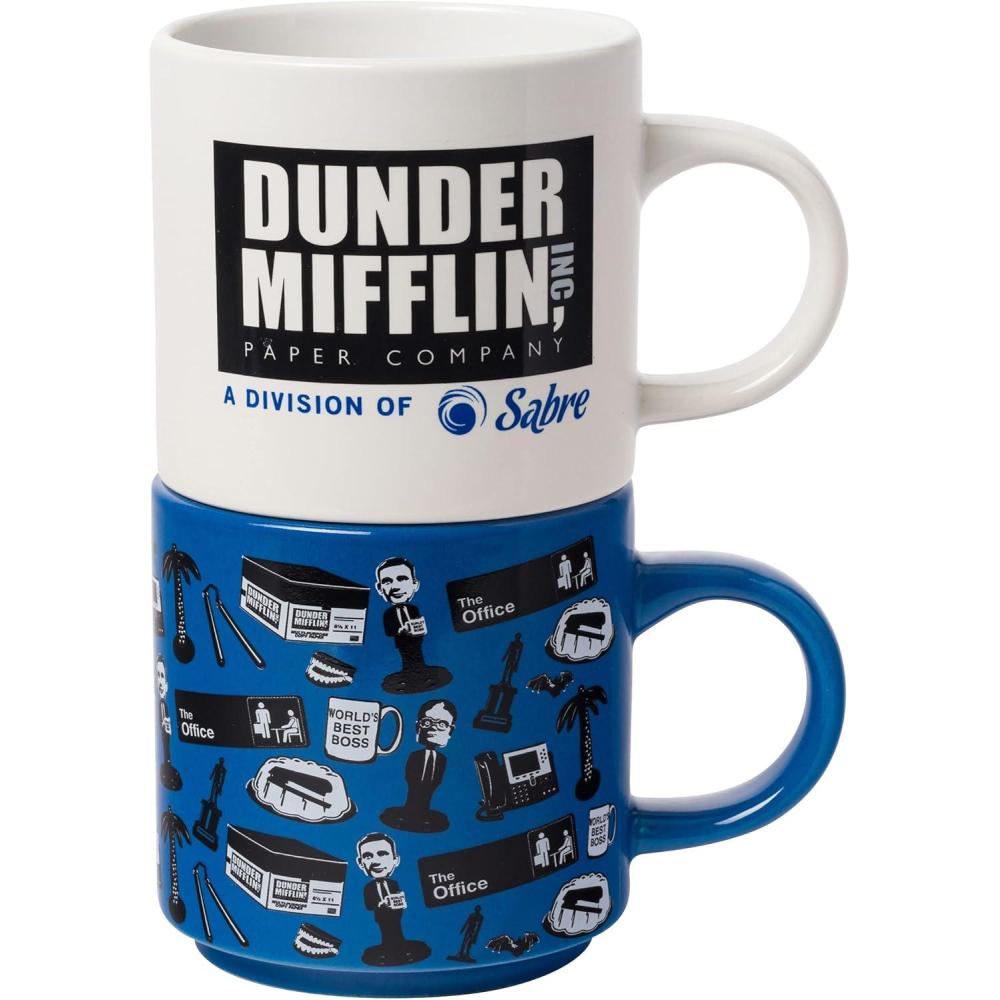 imageSilver Buffalo The Office Icons and Logo 2pk Ceramic Mug Stack 13 OuncesThe Office 2pk Mug Stack