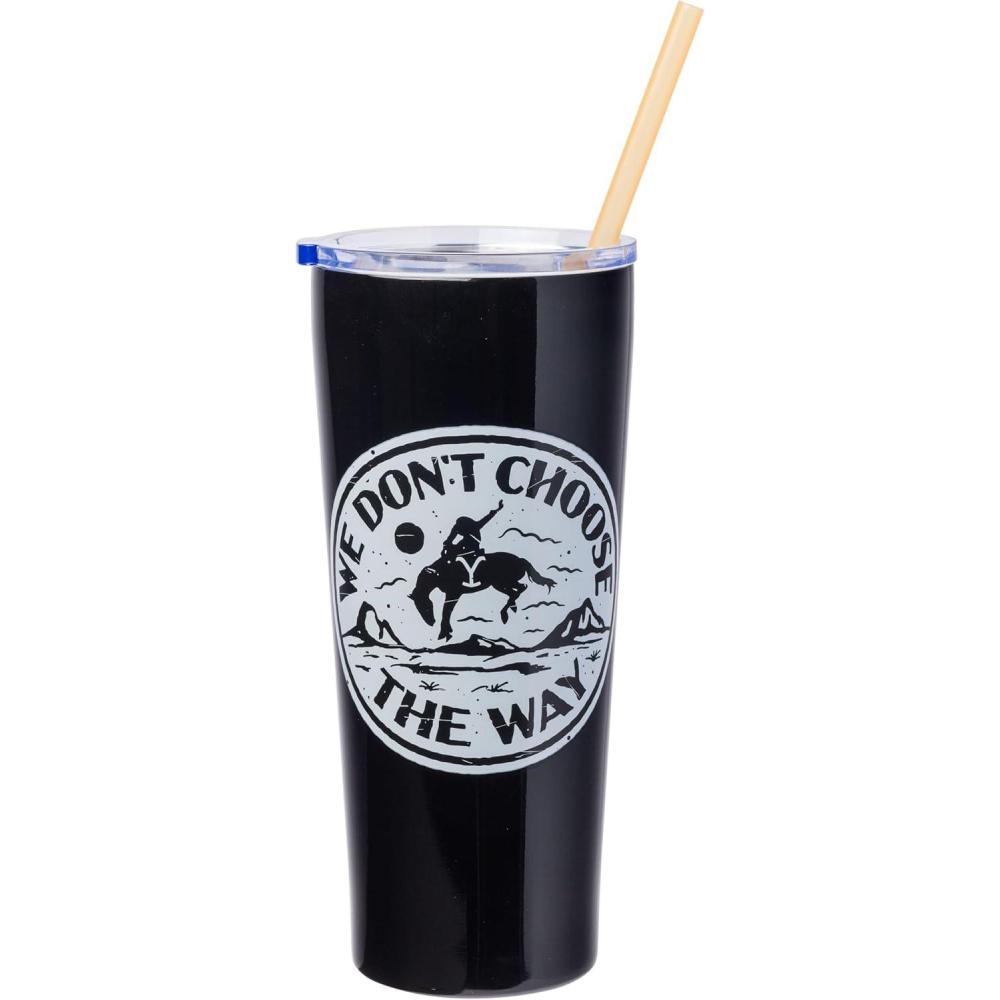 imageSilver Buffalo Yellowstone We Dont Choose the Way Double Walled Stainless Steel Tumbler With Straw 20 Ounces