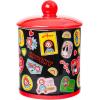Silver Buffalo Chucky Sticker Style Tossed Sticker Badges and Icons Pattern 8″ 64oz Ceramic Cookie Jar