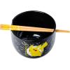 Silver Buffalo Disney Lady and the Tramp Eating Noodles Chinese Love Ceramic Ramen Noodle Rice Bowl with Chopsticks, Microwave Safe, 20 Ounces(Black/Multi)