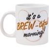 Silver Buffalo Disney Micky Minnie Heart Glitter Ceramic Coffee Mug, 14 Ounces(Brewtiful Morning)