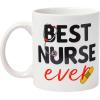 Silver Buffalo Disney Micky Minnie Heart Glitter Ceramic Coffee Mug, 14 Ounces(Minnie Mouse Best Nurse)