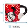 Silver Buffalo Disney Micky Minnie Heart Glitter Ceramic Coffee Mug, 14 Ounces(Minnie Mouse Sculpted)