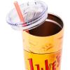 Silver Buffalo Gilmore Girls Double Walled Stainless Steel Tumbler with Straw Featuring Luke’s Logo, 22 Ounces