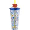 Silver Buffalo Gilmore Girls Plastic Cold Cup with Lid and Straw Topper Featuring Luke’s Diner, Stars Hollow, Chilton, and the Dragonfly Inn, 24 Ounces
