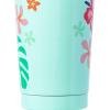 Silver Buffalo Lilo and Stitch Aloha Leaves and Flowers Stainless Steel Tumbler with Straw Cover Cap and Lid – 24 oz(Blue/Multi)