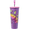 Silver Buffalo Lilo and Stitch Aloha Leaves and Flowers Stainless Steel Tumbler with Straw Cover Cap and Lid – 24 oz(Purple/Multi)