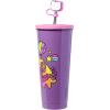 Silver Buffalo Lilo and Stitch Aloha Leaves and Flowers Stainless Steel Tumbler with Straw Cover Cap and Lid – 24 oz(Purple/Multi)