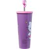 Silver Buffalo Lilo and Stitch Aloha Leaves and Flowers Stainless Steel Tumbler with Straw Cover Cap and Lid – 24 oz(Purple/Multi)