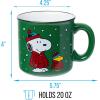 Silver Buffalo Peanuts Christmas Snoopy and Woodstock Puffer Jacket in Snow Ceramic Camper Mug, 20 ounces