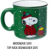 Silver Buffalo Peanuts Christmas Snoopy and Woodstock Puffer Jacket in Snow Ceramic Camper Mug, 20 ounces