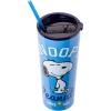 Silver Buffalo Peanuts Double Walled Stainless Steel Tumbler with Straw Featuring Snoopy and Woodstock, 22 Ounces