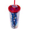 Silver Buffalo Peanuts Featuring Snoopy and Woodstock Outer Space Astronaut Plastic Cold Cup with Lid and Straw Topper, 24 Ounces