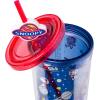 Silver Buffalo Peanuts Featuring Snoopy and Woodstock Outer Space Astronaut Plastic Cold Cup with Lid and Straw Topper, 24 Ounces