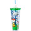 Silver Buffalo Peanuts Playing Baseball Featuring Snoopy, Charlie Brown, Lucy, Peppermint Patty, Linus, Sally, and Woodstock Plastic Cold Cup with Lid and Straw Topper, 24 Ounces